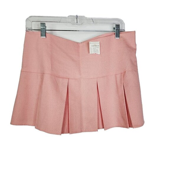 NEW Rampage Heart Moon Star Women's Pink Pleated Micro Mini Skirt Size 8 - Picture 1 of 11